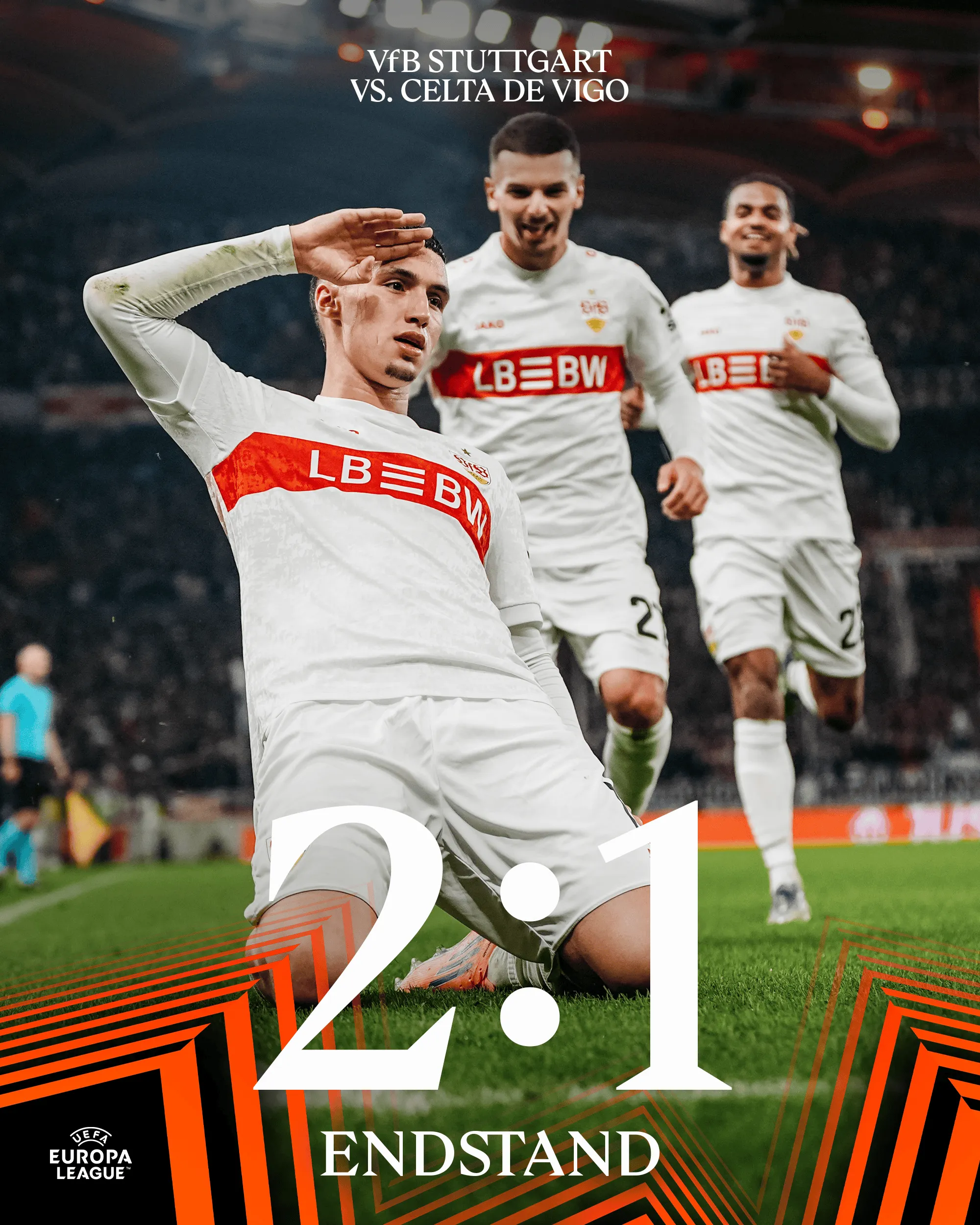 斯图加特2-1塞尔塔，哈努斯连场破门，努贝尔献助攻